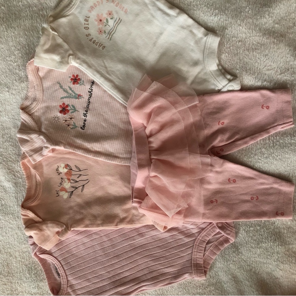 Carter's Pink and White Baby Bodysuit Set
